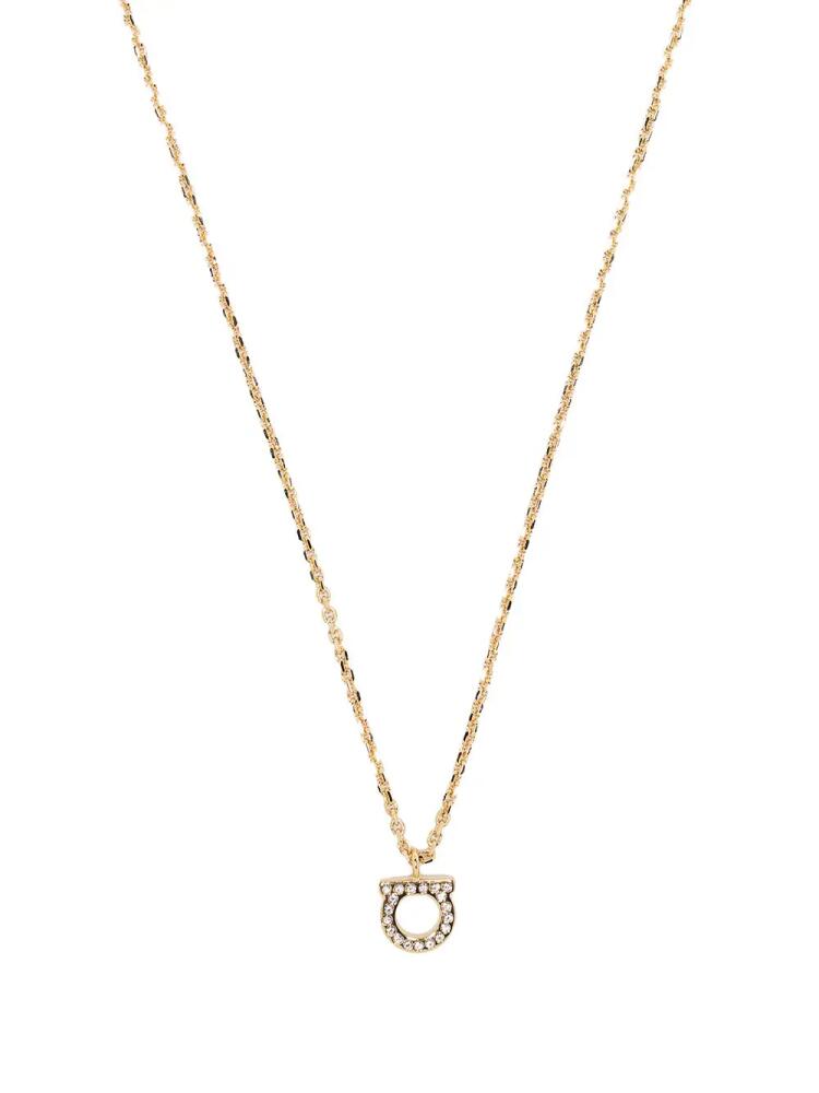 Ferragamo crystal-embellished Gancini necklace - Gold Cover