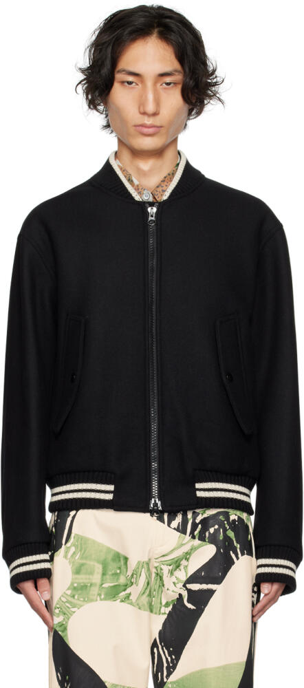 Dries Van Noten Black Zip Bomber Jacket Cover