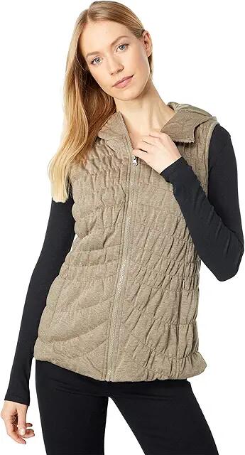 Avec Les Filles Quilted Knit Membrane Hooded Vest (Olive) Women's Clothing Cover