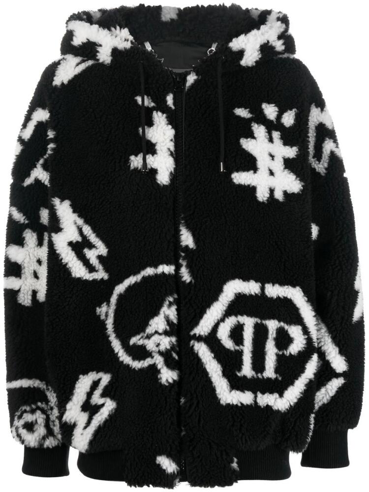 Philipp Plein monogram eco-fur bomber jacket - Black Cover