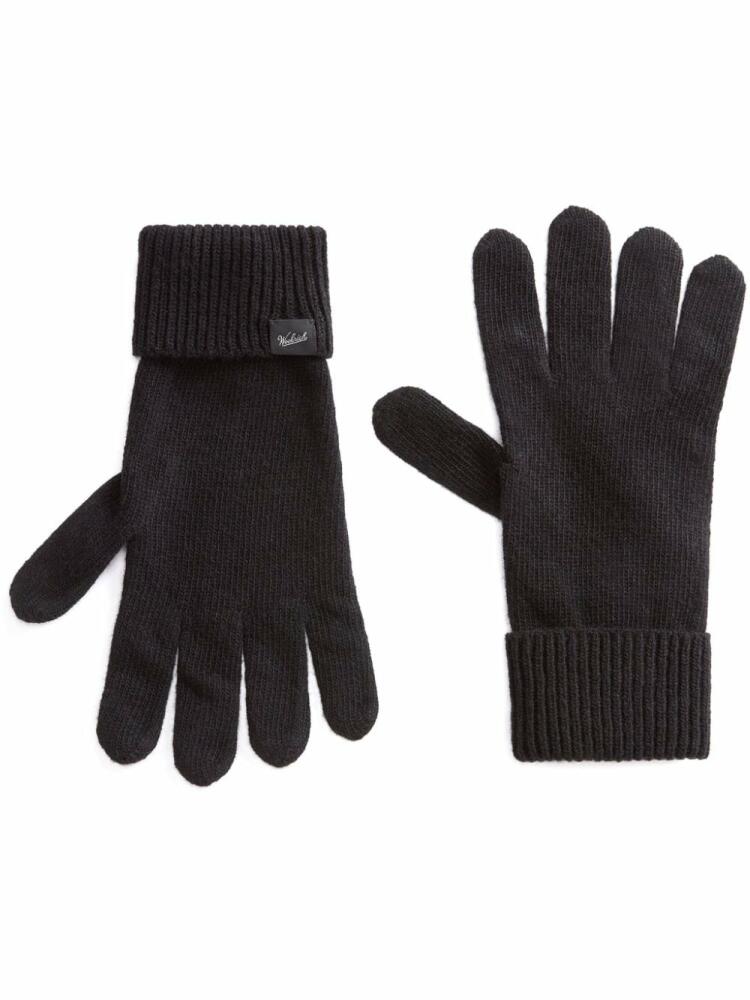 Woolrich logo-appliqué wool gloves - Black Cover