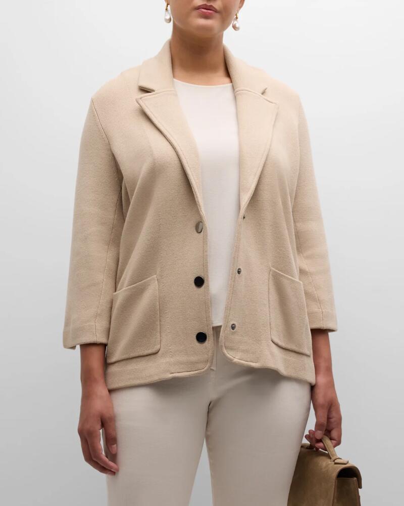 Minnie Rose 3/4-Sleeve Cotton-Blend Blazer Cover