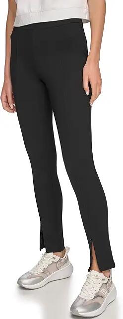 DKNY Pull-On Front Slit Ponte Pants (Black) Women's Clothing Cover