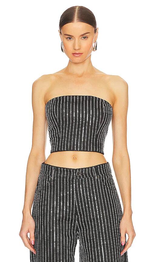 ROTATE Sequin Twill Crop Top in Black Cover