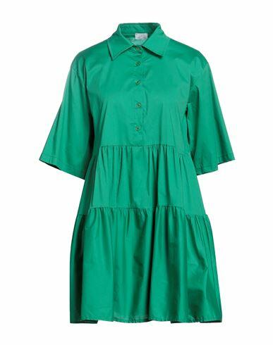 Berna Woman Mini dress Green Cotton, Elastane Cover