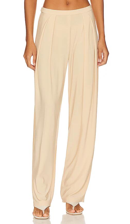 Norma Kamali Tapered Pleated Trouser in Nude Cover