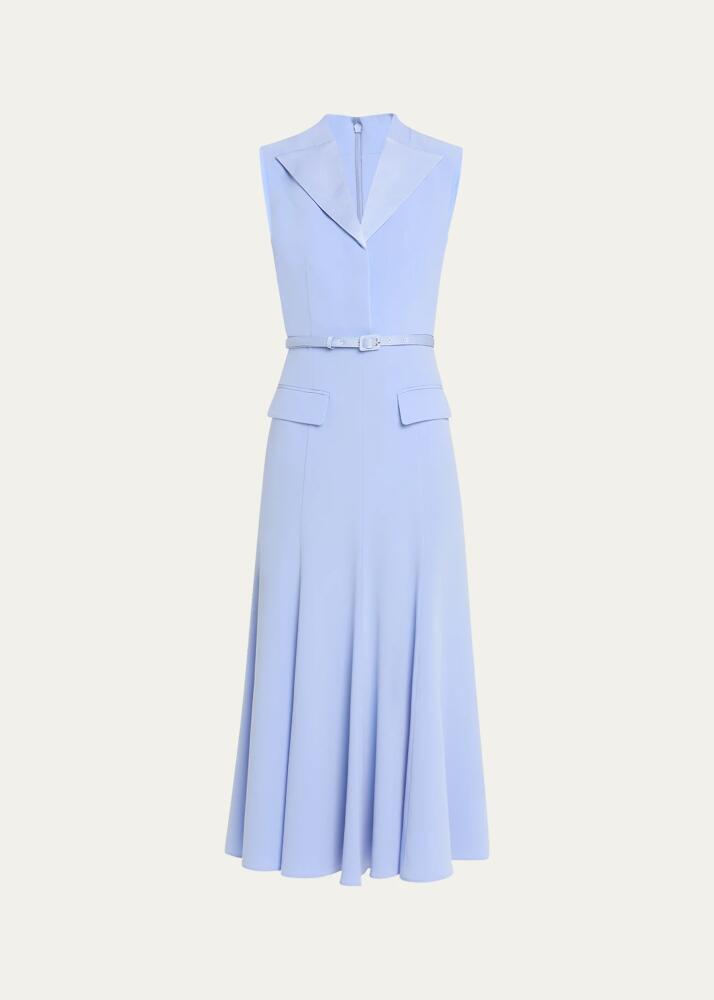 Roland Mouret Sleeveless Satin Crepe Midi Shirtdress With Belt Cover