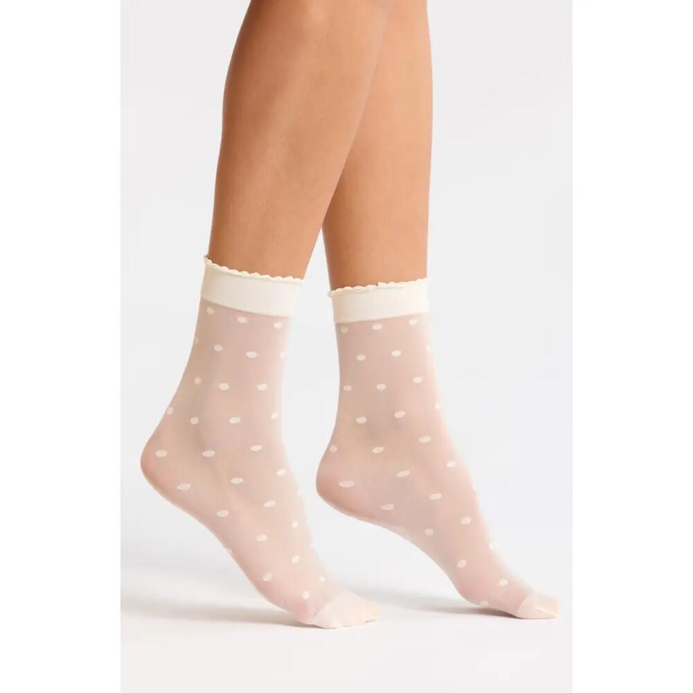 Nordstrom Polka Dot Sheer Ankle Socks in Ivory Egret Cover