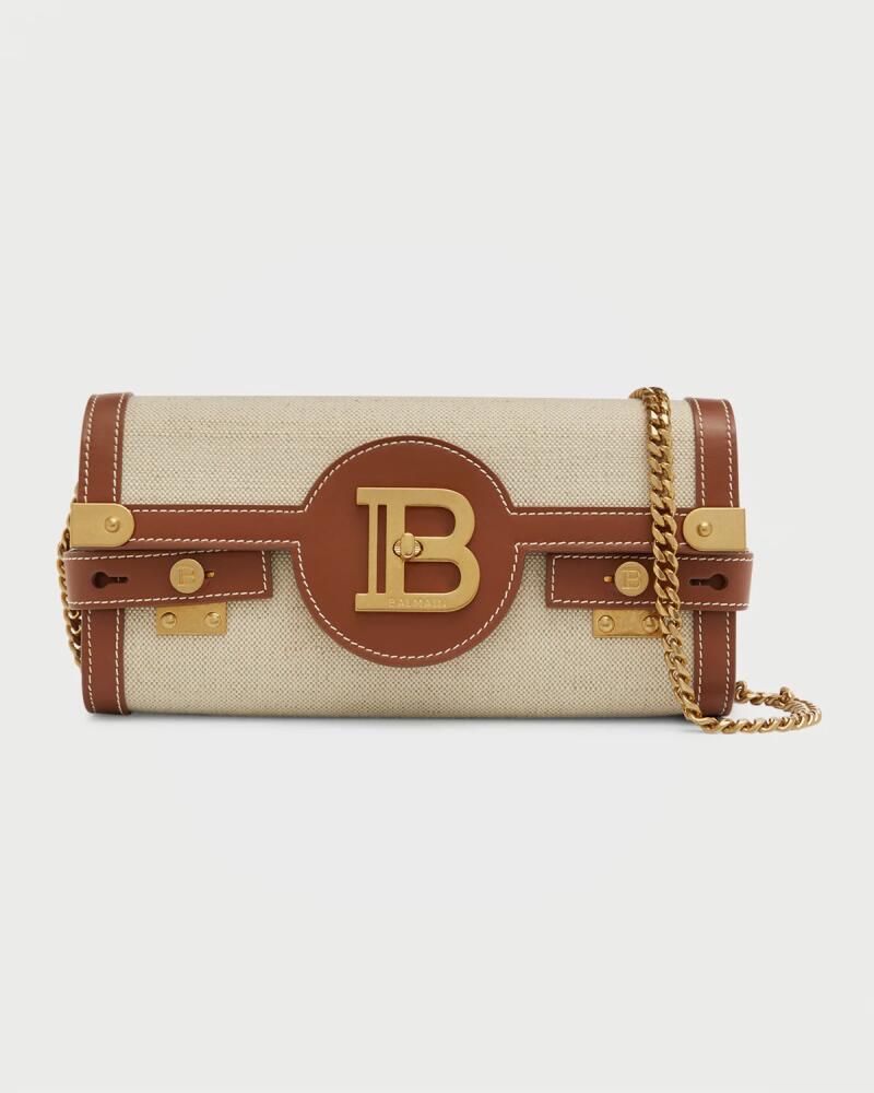 Balmain BBuzz 23 Wallet on a Chain in Canvas and Leather Cover