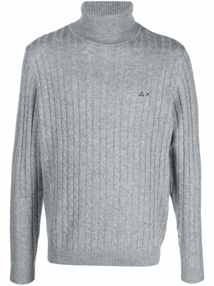 Sun 68 logo-embroidered cable-knit jumper - Grey Cover