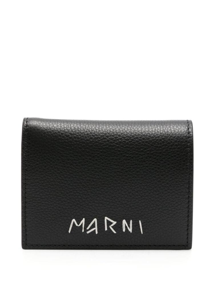 Marni logo-embroidered leather wallet - Black Cover