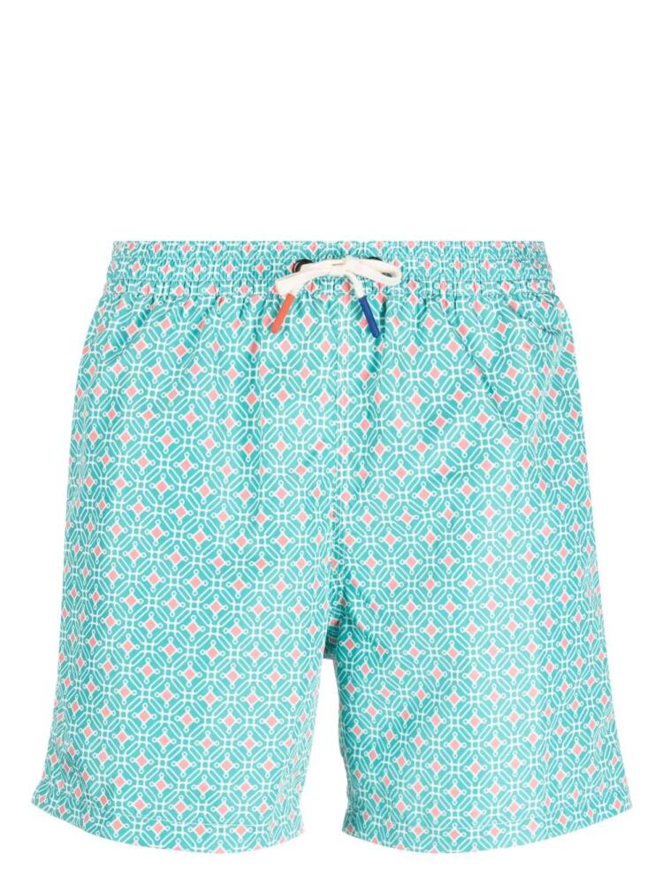 Altea geometric-print drawstring swim shorts - Green Cover