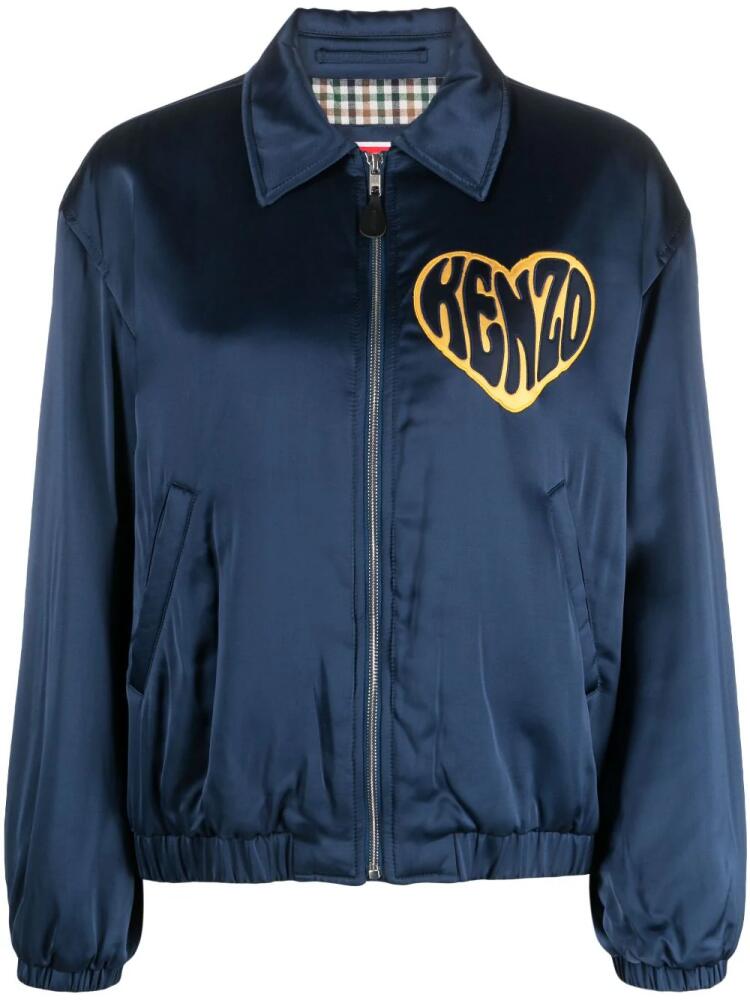 Kenzo heart-patch satin jacket - Blue Cover