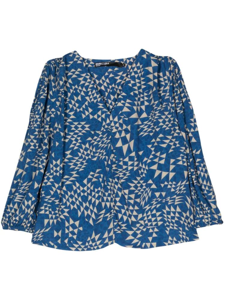 Bimba y Lola geometric-print top - Blue Cover