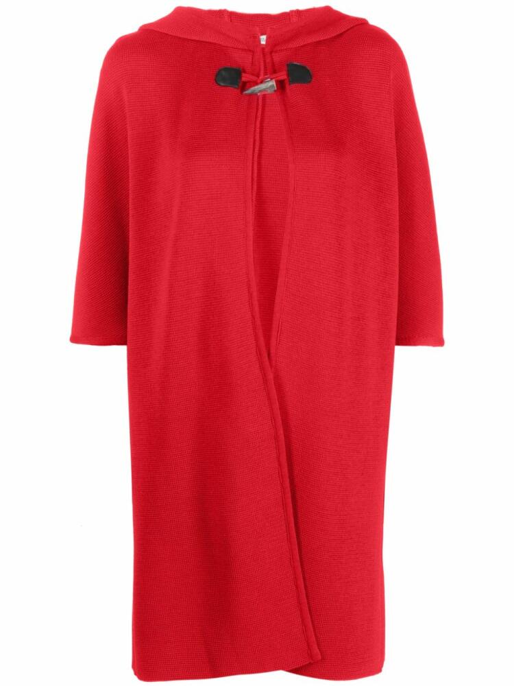 Charlott toggle-fastening short-sleeve wool coat - Red Cover