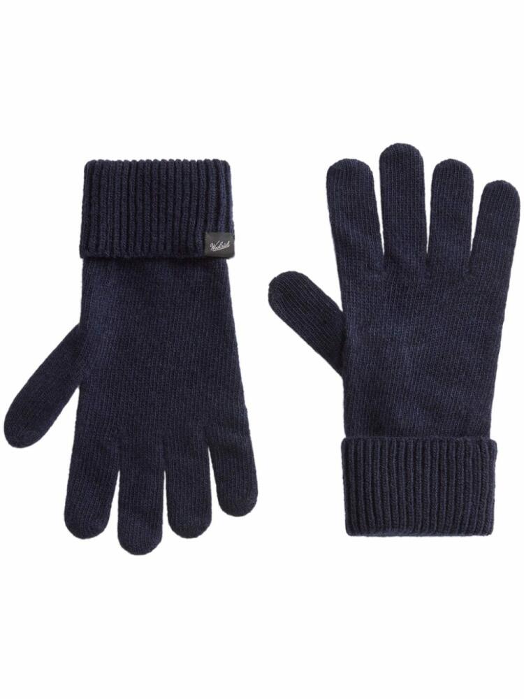 Woolrich logo-appliqué wool gloves - Blue Cover