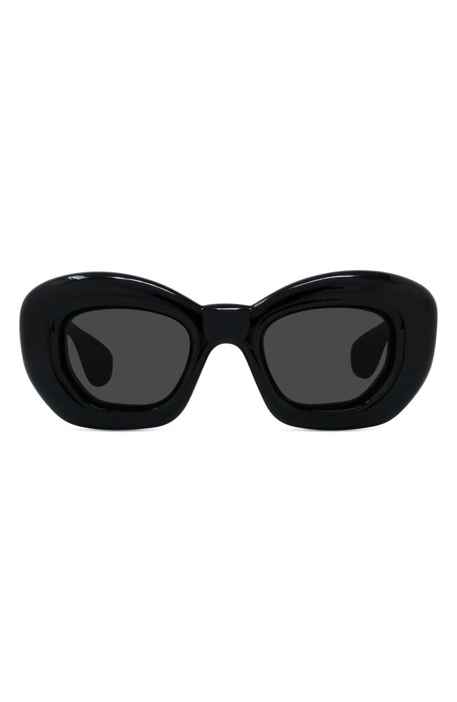 Loewe Inflated 47mm Butterfly Sunglasses in Shiny Black /Smoke Cover