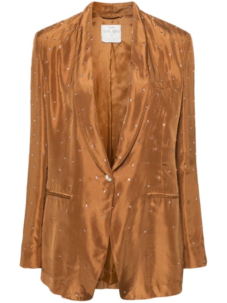 Forte Forte Crystal-embellished silk blazer - Brown Cover