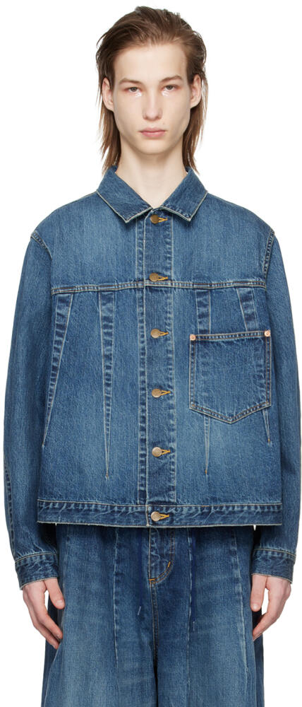 NEEDLES Indigo Distressed Denim Jacket Cover