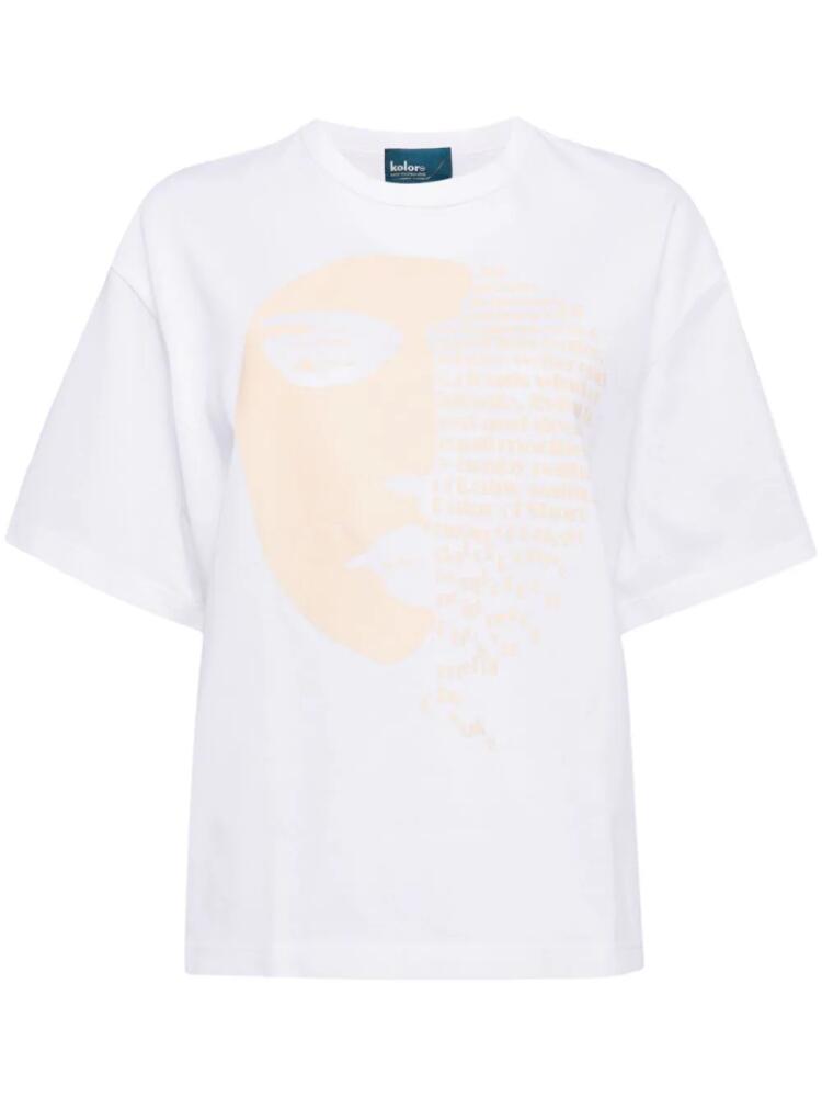 Kolor logo-print cotton T-shirt - White Cover