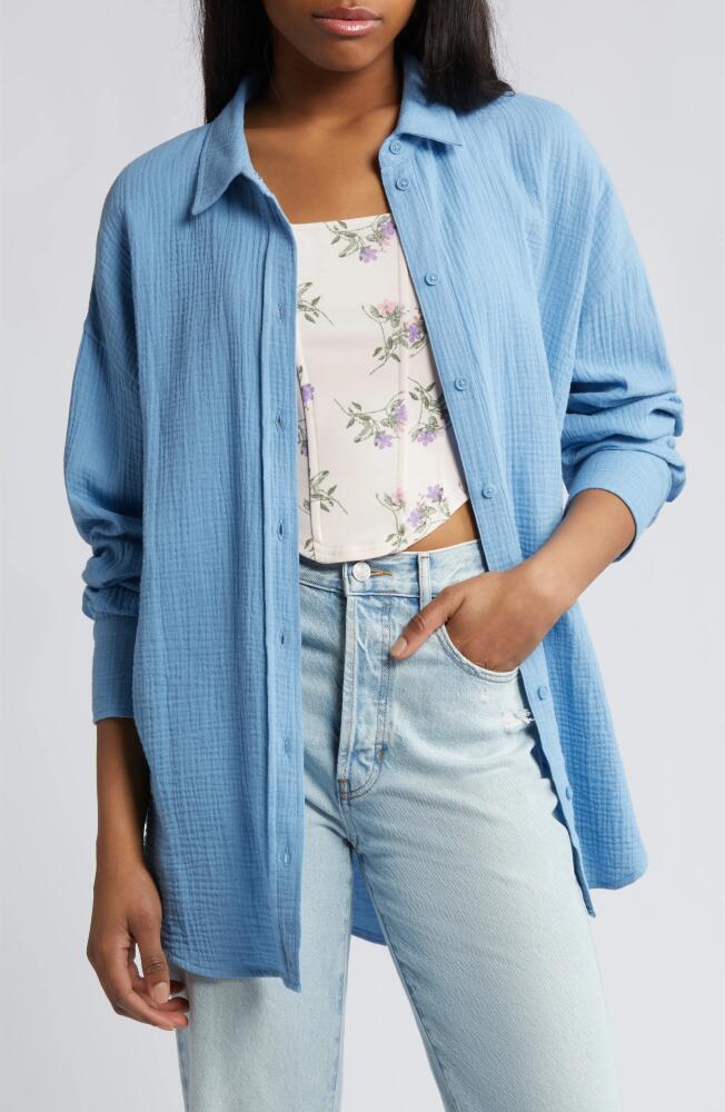 BP. Oversized Beach Shirt in Blue Topsail Cover