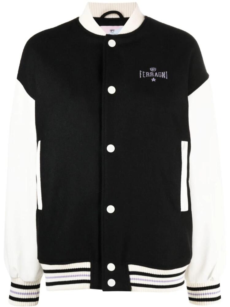 Chiara Ferragni logo-embroidered varsity jacket - Black Cover