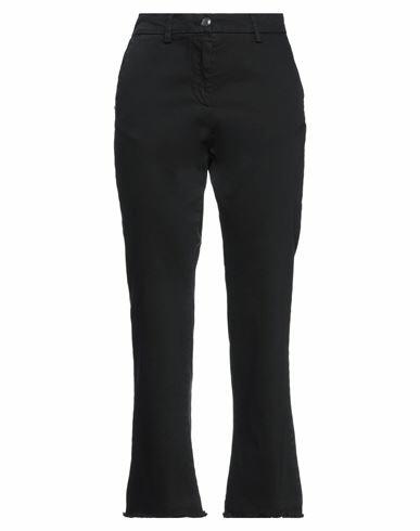 White Sand Woman Pants Black Cotton, Elastane Cover