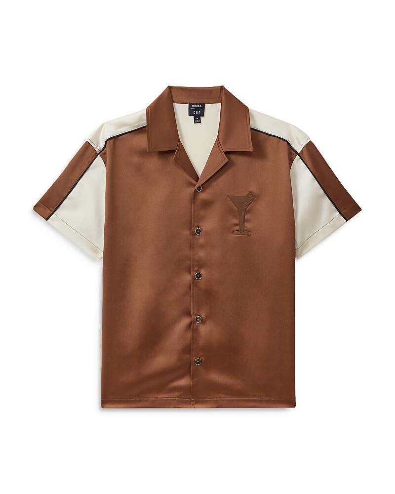 Reiss Satin Color Block Button Front Camp Shirt Cover