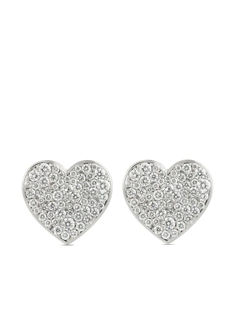 ALINKA 18kt white gold Caviar Heart Grande diamond stud earrings - Silver Cover