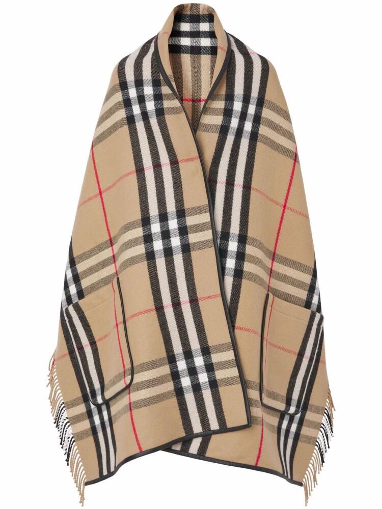 Burberry check fringed cape - Neutrals Cover