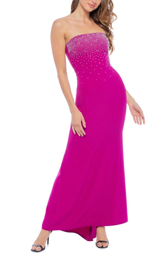 Marina Farj Beaded Bodice Strapless Mermaid Gown in Fuchsia Cover