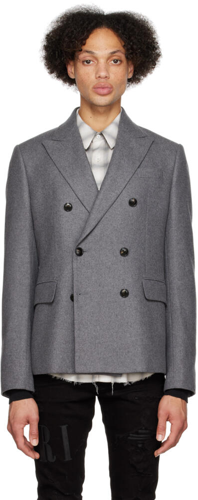 AMIRI Gray Peaked Lapel Blazer Cover