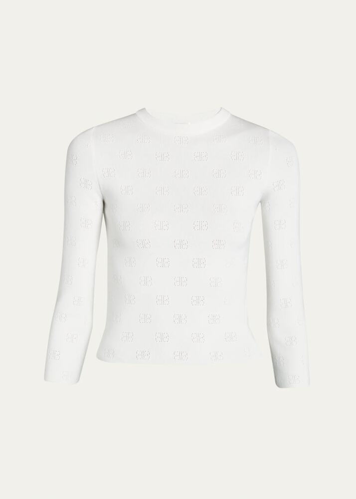 Balenciaga Logo Open-Knit Cropped Sweater Cover