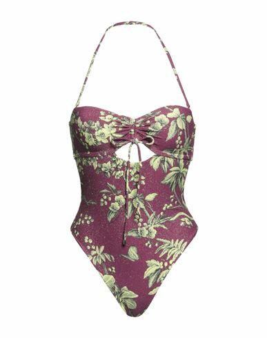 Miss Bikini Luxe Woman One-piece swimsuit Deep purple Polyamide, Elastic fibres, Metal Cover