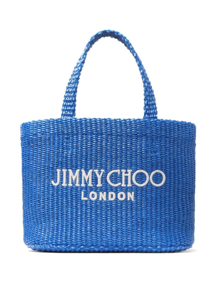 Jimmy Choo mini logo-embroidered beach bag - Blue Cover