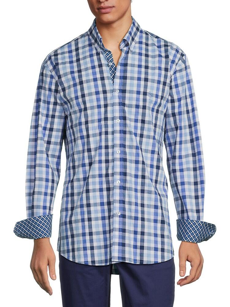 TailorByrd Men's Multi Gingham Sport Shirt - Blue Cover