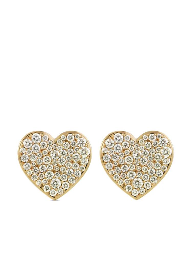 ALINKA 18kt yellow gold Caviar Heart Grande diamond stud earrings Cover