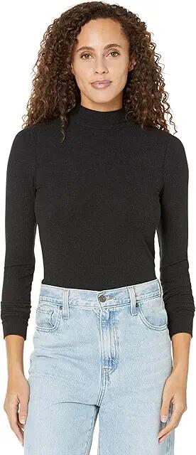 Prana Foundation Rib Mock Neck (Black Heather) Women's Clothing Cover