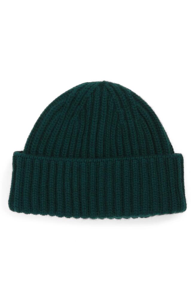 Drake's Rib Cashmere Beanie in Green Cover