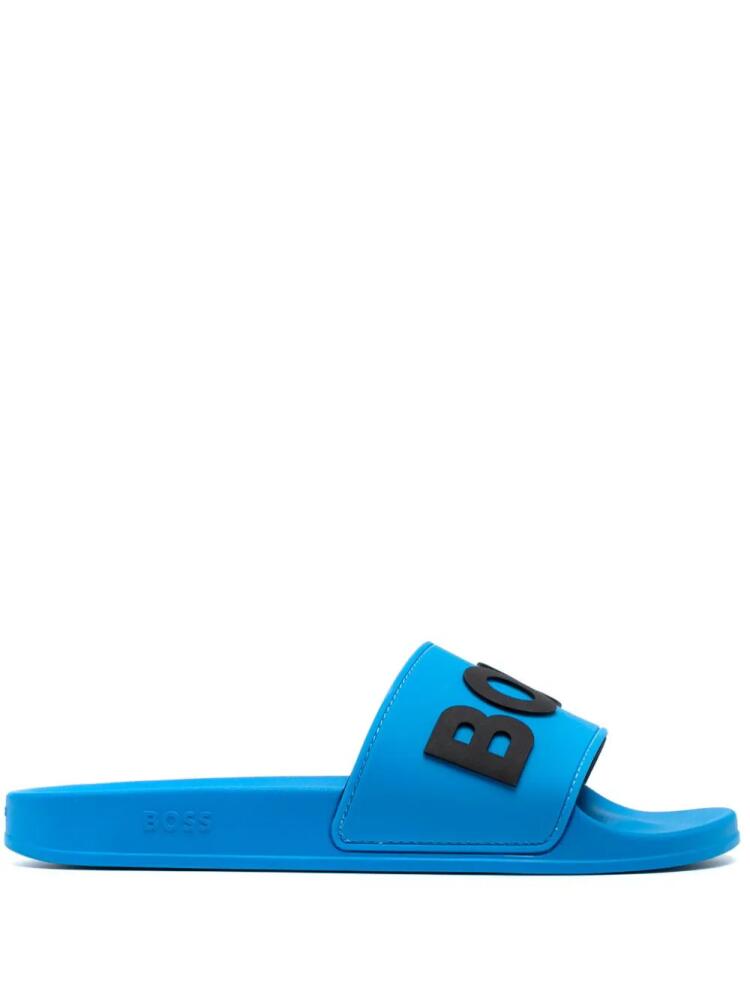 BOSS logo-embossed pool slides - Blue Cover