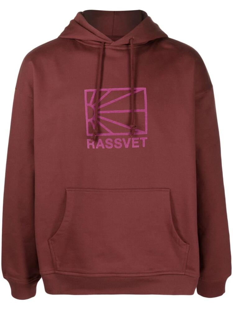 RASSVET flocked-logo cotton hoodie - Red Cover