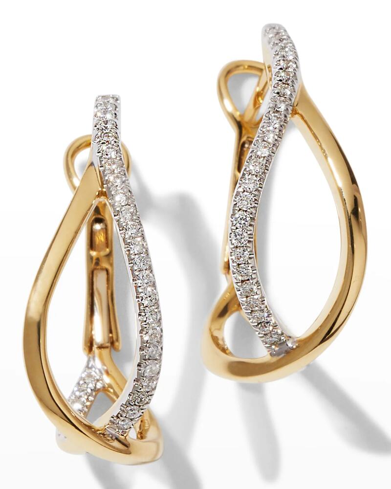 Frederic Sage Yellow Gold Small Crossover Hoop Earrings with Diamonds Cover