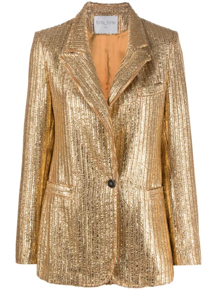 Forte Forte metallic single-breasted ribbed blazer - Gold Cover