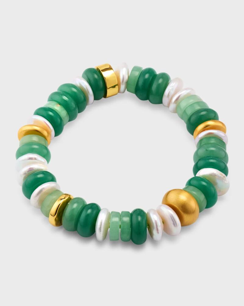 NEST Jewelry Jade Aventurine and Pearl Mix Stretch Bracelet Cover