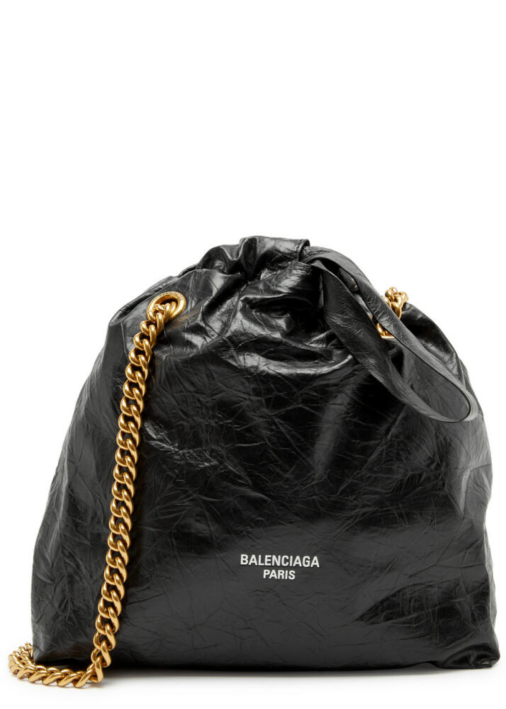 Balenciaga Crush Small Crinkled Leather Bucket bag - Black Cover