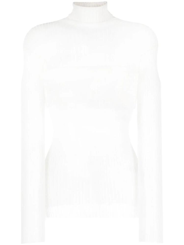 QUIRA semi-sheer ribbed-knit top - White Cover