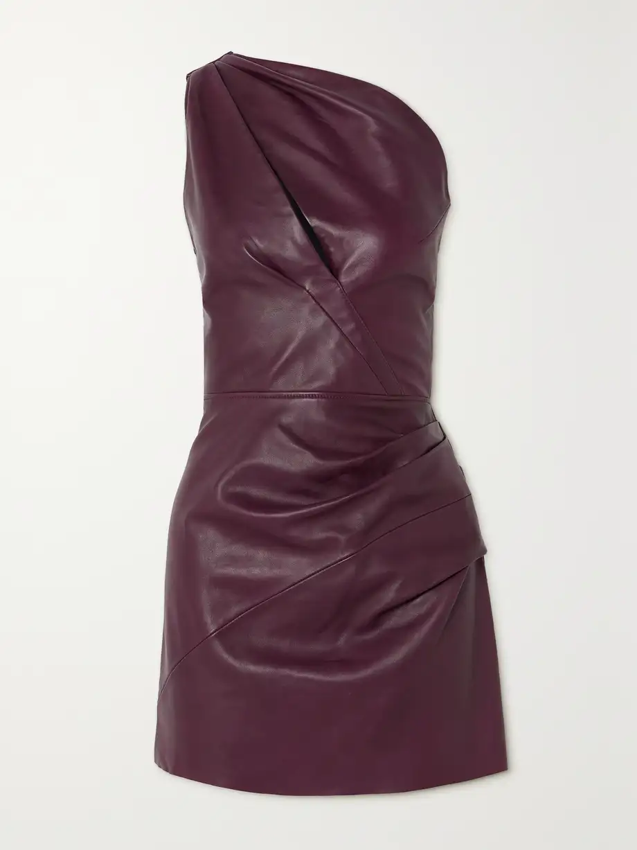 Maticevski - Manuka One-shoulder Cutout Draped Leather Mini Dress - Purple Cover