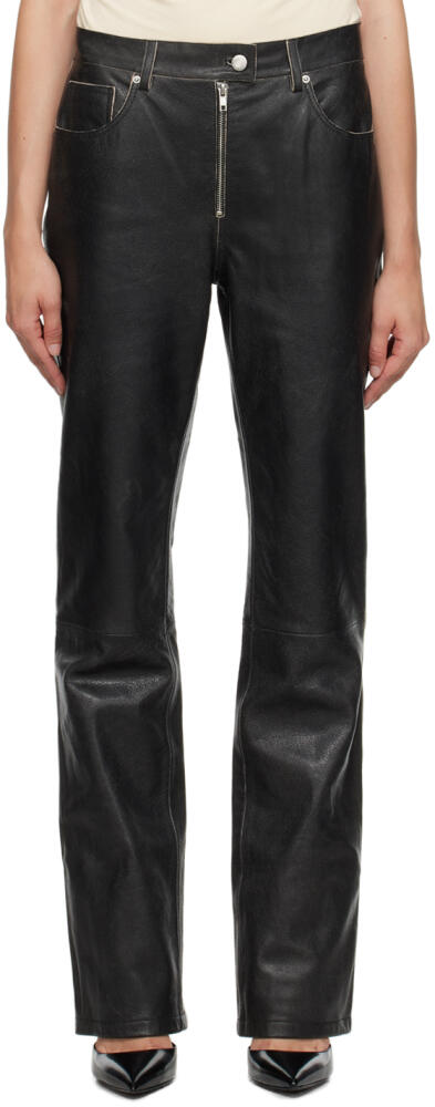 Helmut Lang Black 5-Pocket Leather Pants Cover