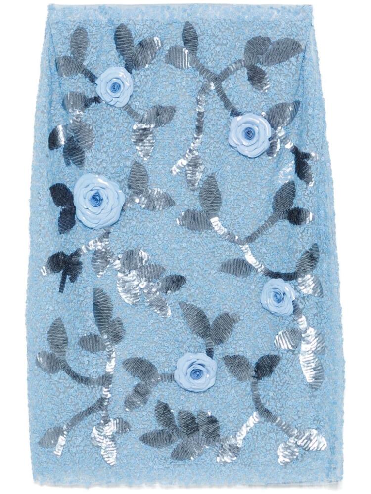 DES PHEMMES floral-appliqué midi skirt - Blue Cover