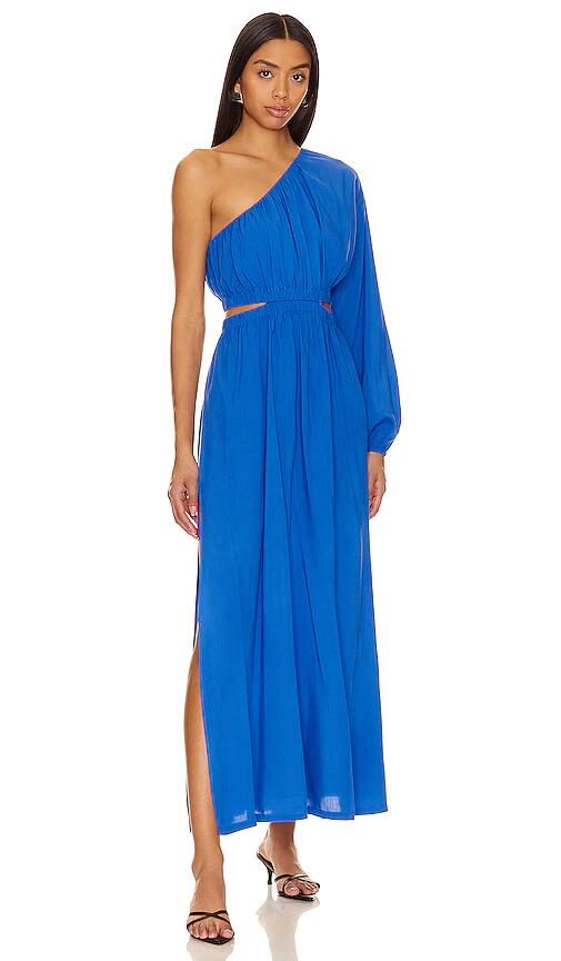 MINKPINK Skye One Shoulder Midi Dress in Blue Cover